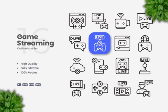 Game Streaming Icons: A Simple Graphic Design Asset for Creative Crafters