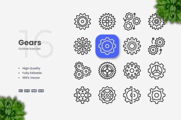 Gears Icons: A Simple Graphic Design Asset for Diverse Digital Products