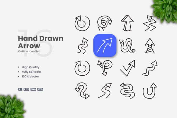 Hand Drawn Arrow Icons: A Versatile Graphic Design Asset for Crafters