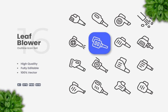 Leaf Blower Icons: Graphics and Icons for Modern Branding