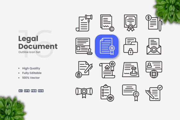 Legal Document Icons Graphics and Icons Review