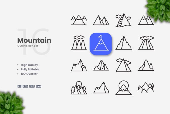 Mountain Icons Graphics Review for Local Branding