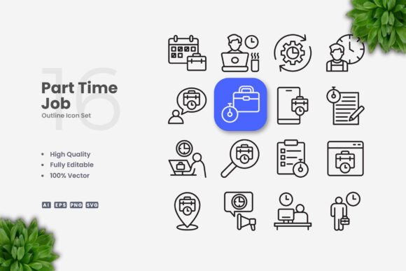 Part Time Job Icons Graphics Review