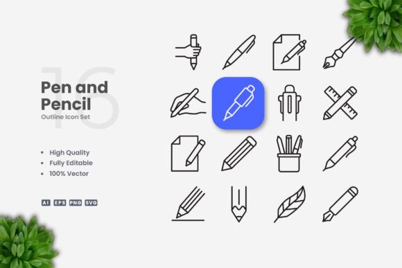 Pen and Pencil Icons Graphics Review