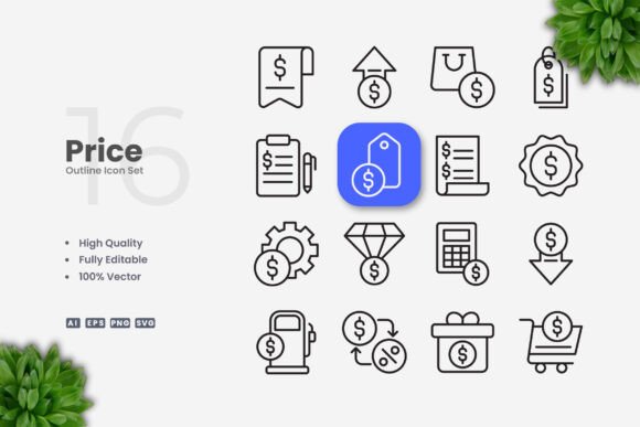 Price Icons: Modern Graphics and Icons for Editorial Use