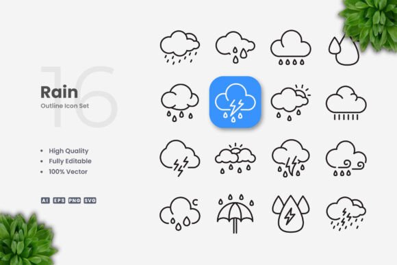 Rain Icons Graphics: A Seller’s Review for Digital Products