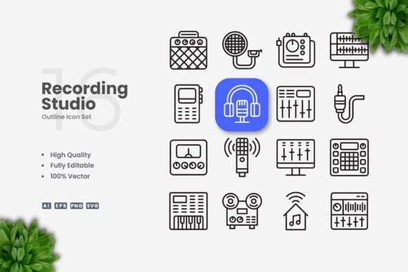 Recording Studio Icons Graphics Review