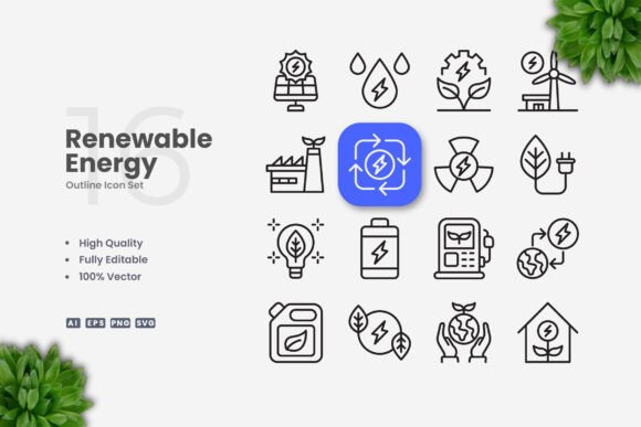 Renewable Energy Icons Graphics Review