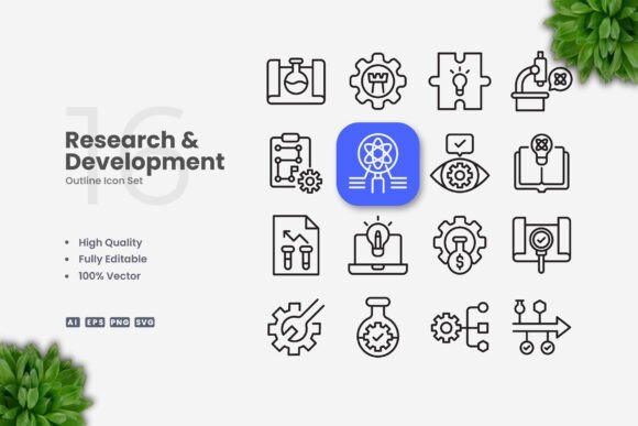 Research and Development Icons: Graphics for Modern Branding
