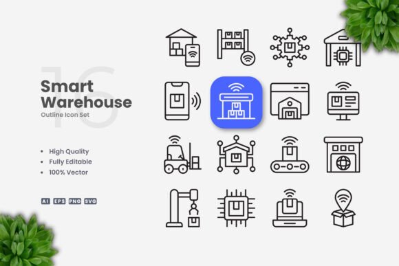 Smart Warehouse Icons: Graphics and Icons for Branding