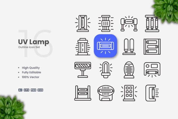 UV Lamp Icons: Graphics and Icons for Brand Design