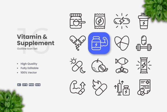 Vitamin and Supplement Icons Graphics Review