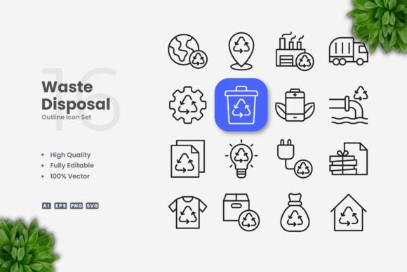 Waste Disposal Icons Graphics Review