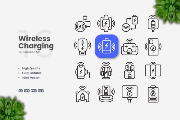 Wireless Charging Icons: Graphics for Modern Brand Identity
